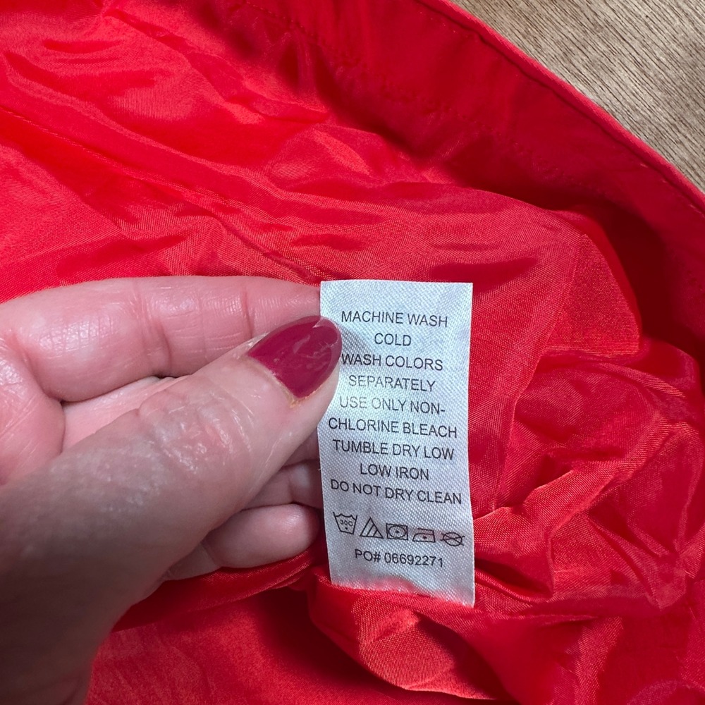 Ellos Anorak Rain Jacket Women 16 Red Hooded Striped Lining Zip Front Utility - Picture 11 of 12